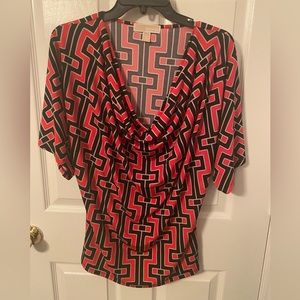 Michael Kors cowl neck geometric dress shirt. Size small.